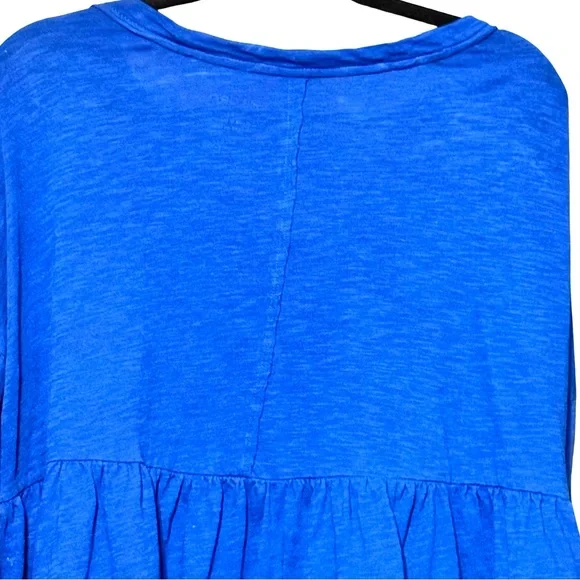 Pilcro | Anthropologie Textured Long Balloon Sleeve Cropped Blue Blouse Top - Picture 6 of 9